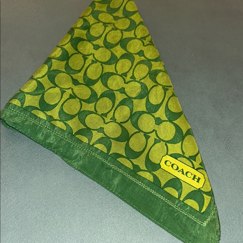 Coach Vintage Lime and Forest Green Patterned Scarf. Prestine condition